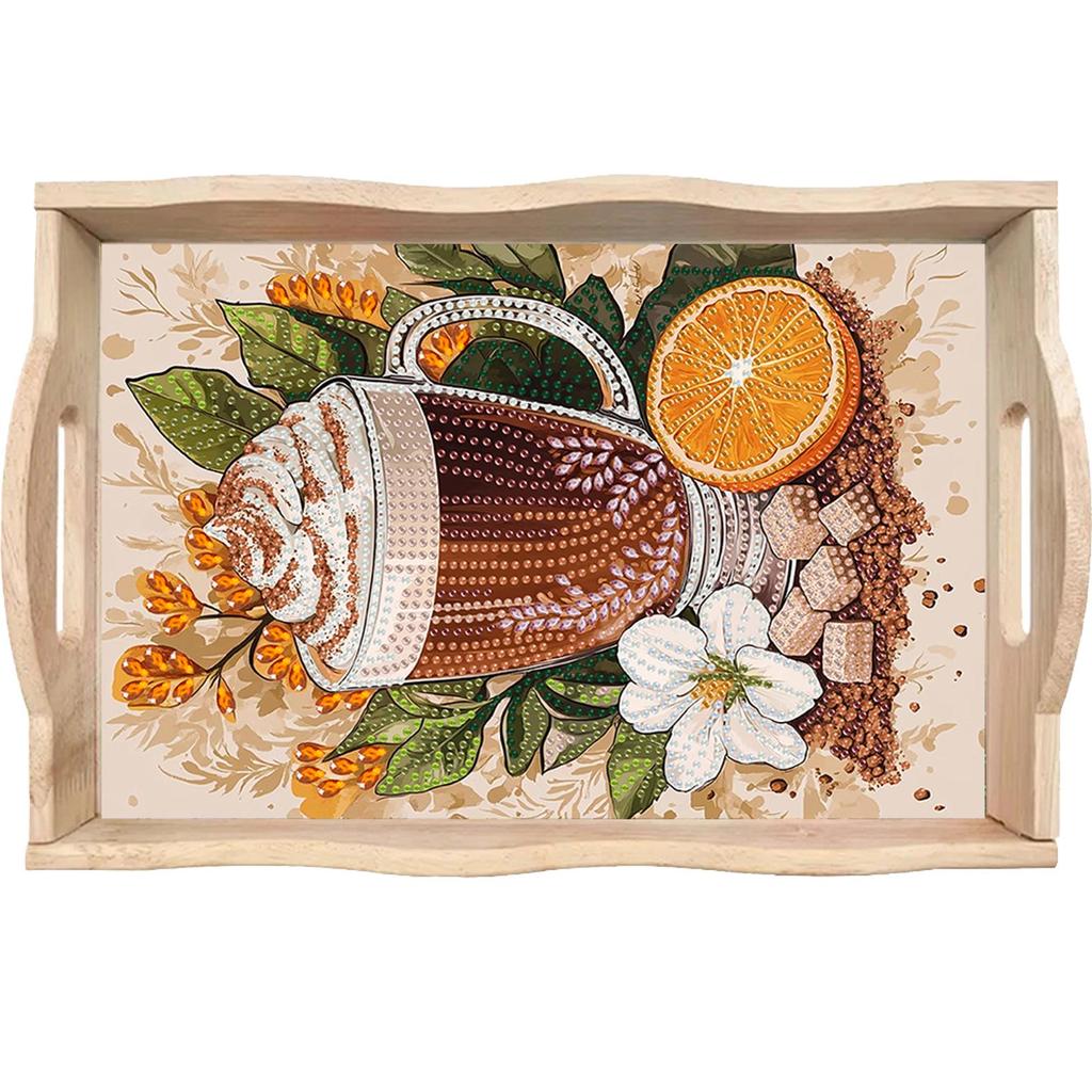 Diamond Painting Wooden Tray with Handle Wooden DIY Diamond Painting Tray Kit Serving Platter for Home Dining and Parties