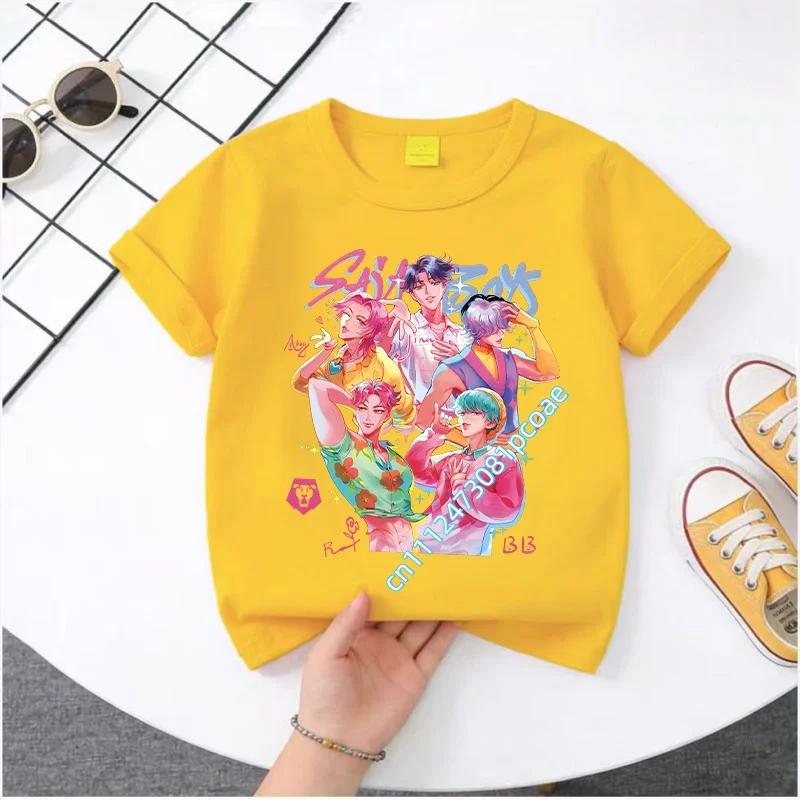 Summer Movie Soft Polyester KPop Demon Hunters Girl's T-Shirt Anime SAJA BOYS Short-sleeved Shirt Fashion Tee Parent-child Outfit