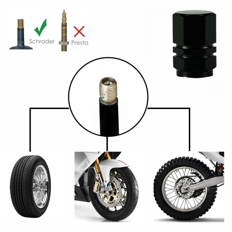 4PCS Automotive Tire Valve Cap Aluminum Alloy Explosion Proof Valve Cap Valve Core Cover Motorcycle Valve Cap Tire Universal