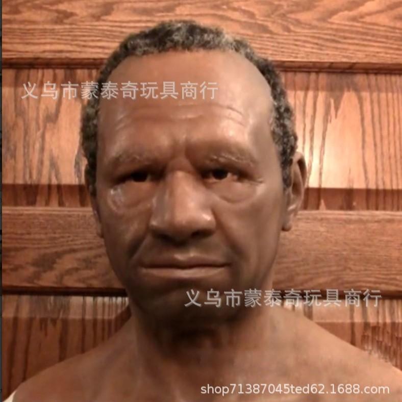 A cross-mirror Halloween new old man mask old lady hood dress up props spot old man