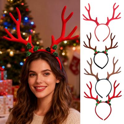 Tiara de Chifres de Natal Festiva Chifres de Rena Decoração Acessório de Cabelo Presilha de Cabelo de Natal Aro de Cabelo para Celebração de Festival