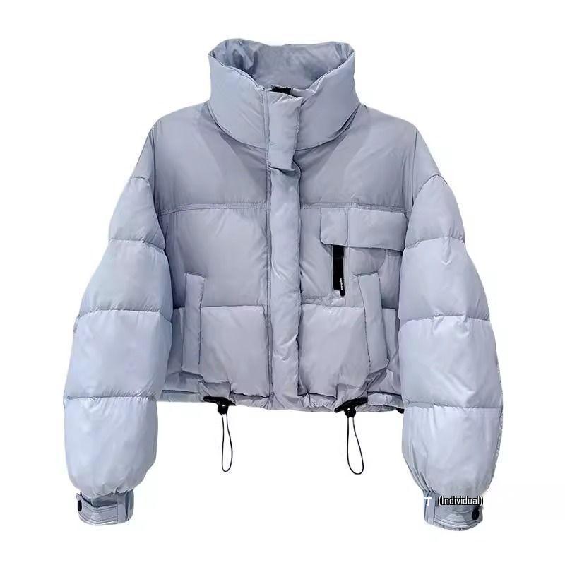 Women's Short Cotton Jacket 2025, New Korean Style, Stand-Up Collar, Thickened, Simple, Fashionable, Petite, Bread Jacket.