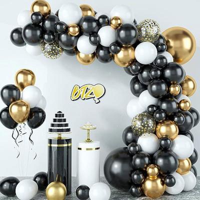 Zestaw balonów czarno-białych, dekoracja domu, tło ślubne, ściana, przyjęcie urodzinowe, balon