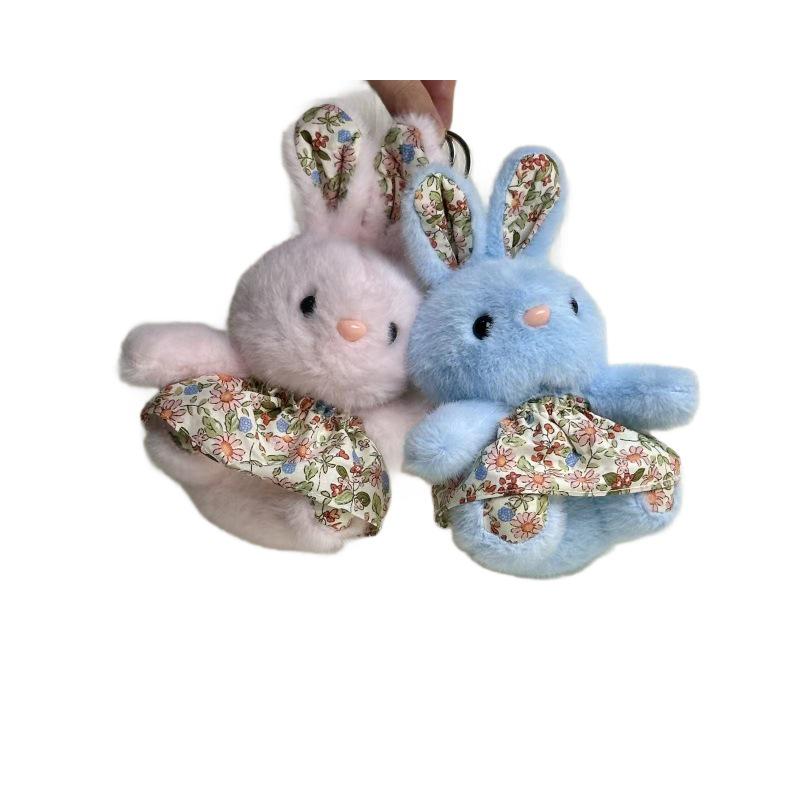 Floral Dress Rabbit Plush Keychain Ornament Doll Gift