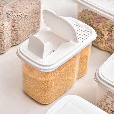 Scatola per la conservazione del grano da 1,2 l/1,8 l Contenitore per la conservazione del grano della pasta di fagioli sigillato trasparente con filtro e coperchio a doppia apertura per la casa