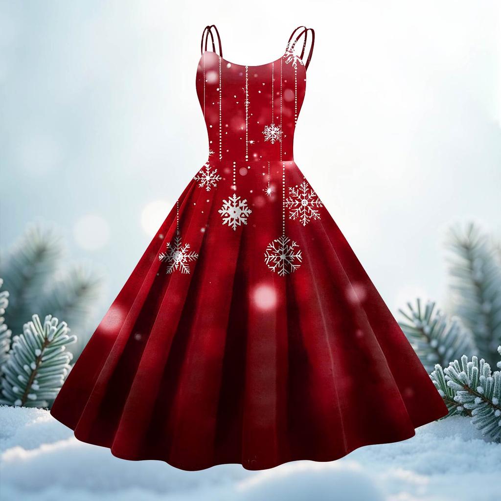 Women's Fashion Christmas Printed Sexy Strapless Gothic Cocktail Dress Punk, Vintage Dress.