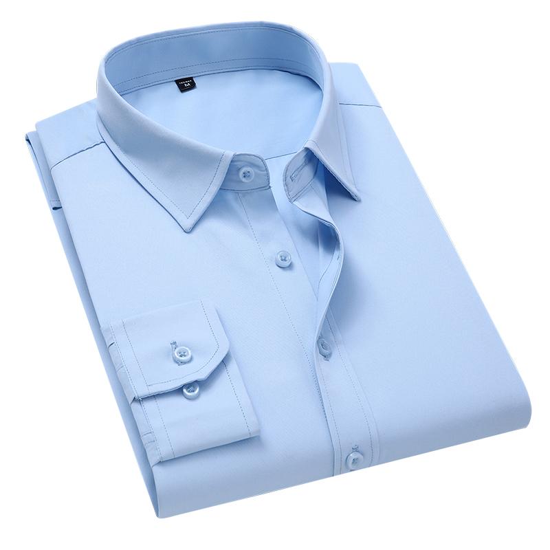 

Великий розмір 5XL 6XL 7XL 8XL Чоловіча однотонна ділова сорочка Модна повсякденна приталена біла сорочка з довгим рукавом Чоловічий брендовий одяг M світло-синій колір