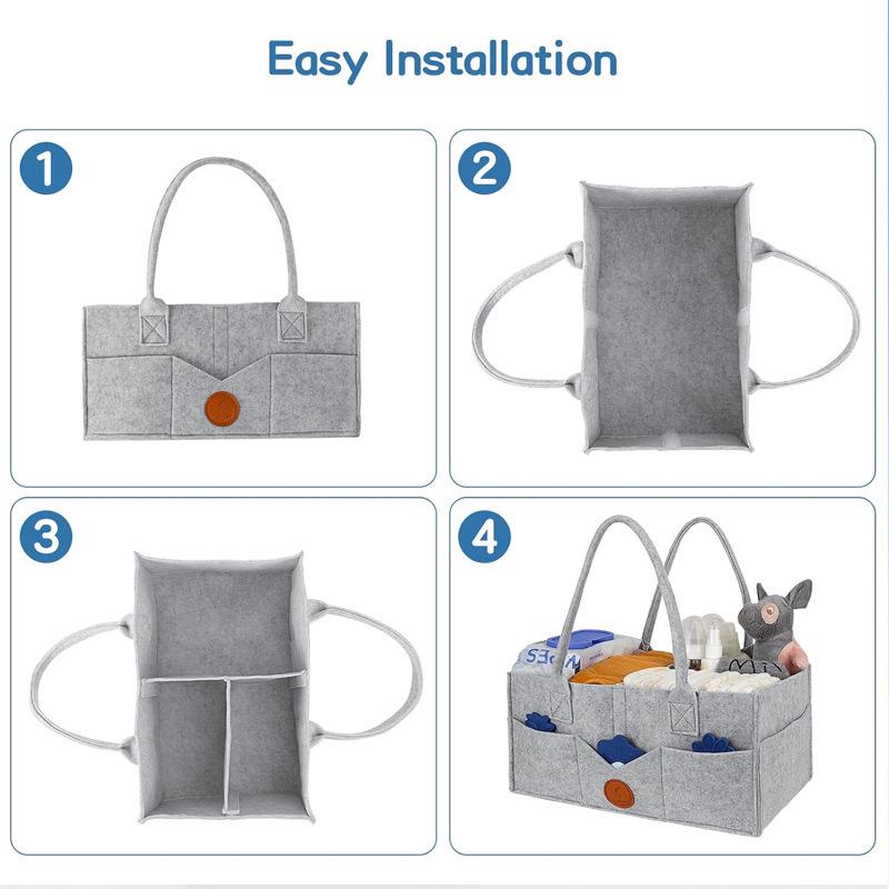 Große Filz-Windeltasche - Outdoor-Aufbewahrung & Kleinkram-Organizer für Mütter