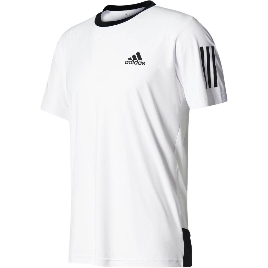 Adidas Club Striped Round Neck Comfortable Versatile Short Sleeve T-Shirt Men Tops White Black BK0701