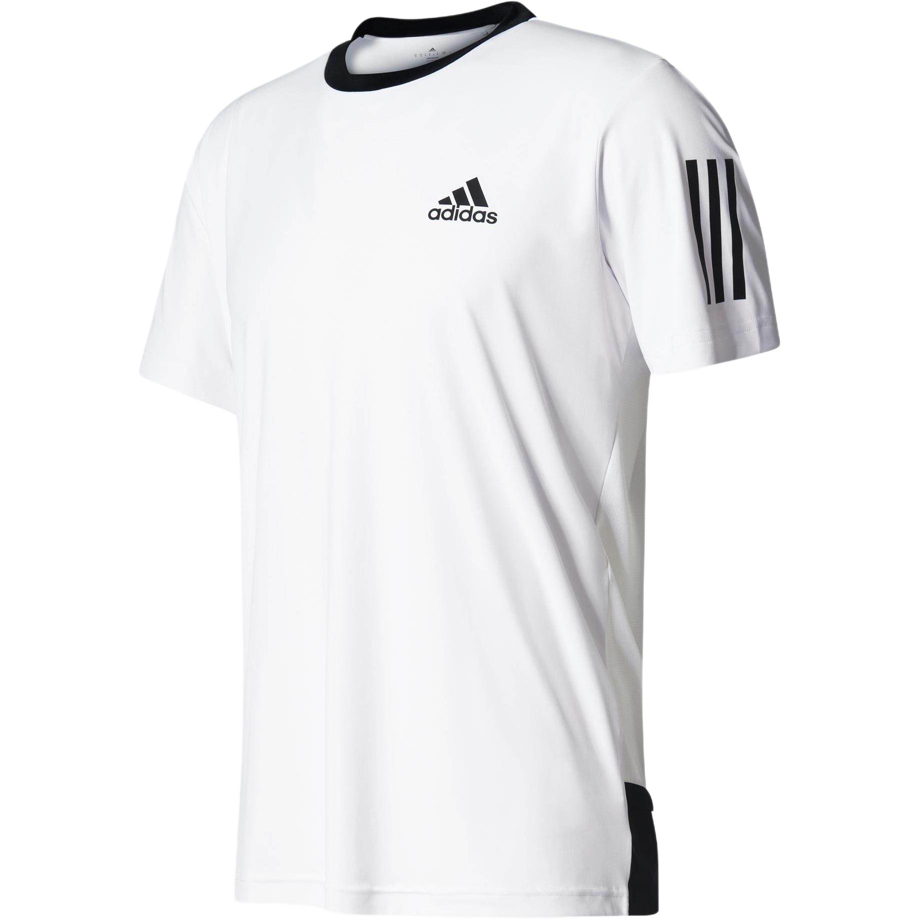 

Adidas Club Striped Round Neck Comfortable Versatile Short Sleeve T-Shirt Men Tops White Black BK0701 XL