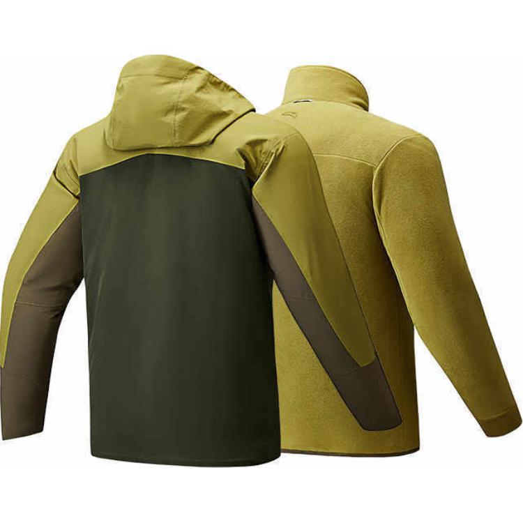 Anta Outdoor Series Three-In-One Detachable Liner Hooded Zipper Waterproof Windproof Jacket Men Jacket New-Green Chestnut-Brown 152446606-3