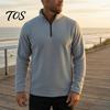 Winter Warm Clothing Men Quarter-Zip Sweatshirt, Long Sleeve Mock Neck Pullover Top, Solid Casual Color Tops Sweatshirt for Golf Office Street