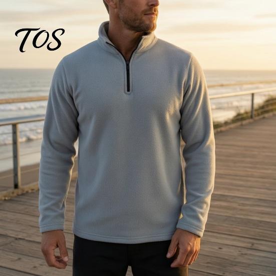 Winter Warm Clothing Men Quarter-Zip Sweatshirt, Long Sleeve Mock Neck Pullover Top, Solid Casual Color Tops Sweatshirt for Golf Office Street