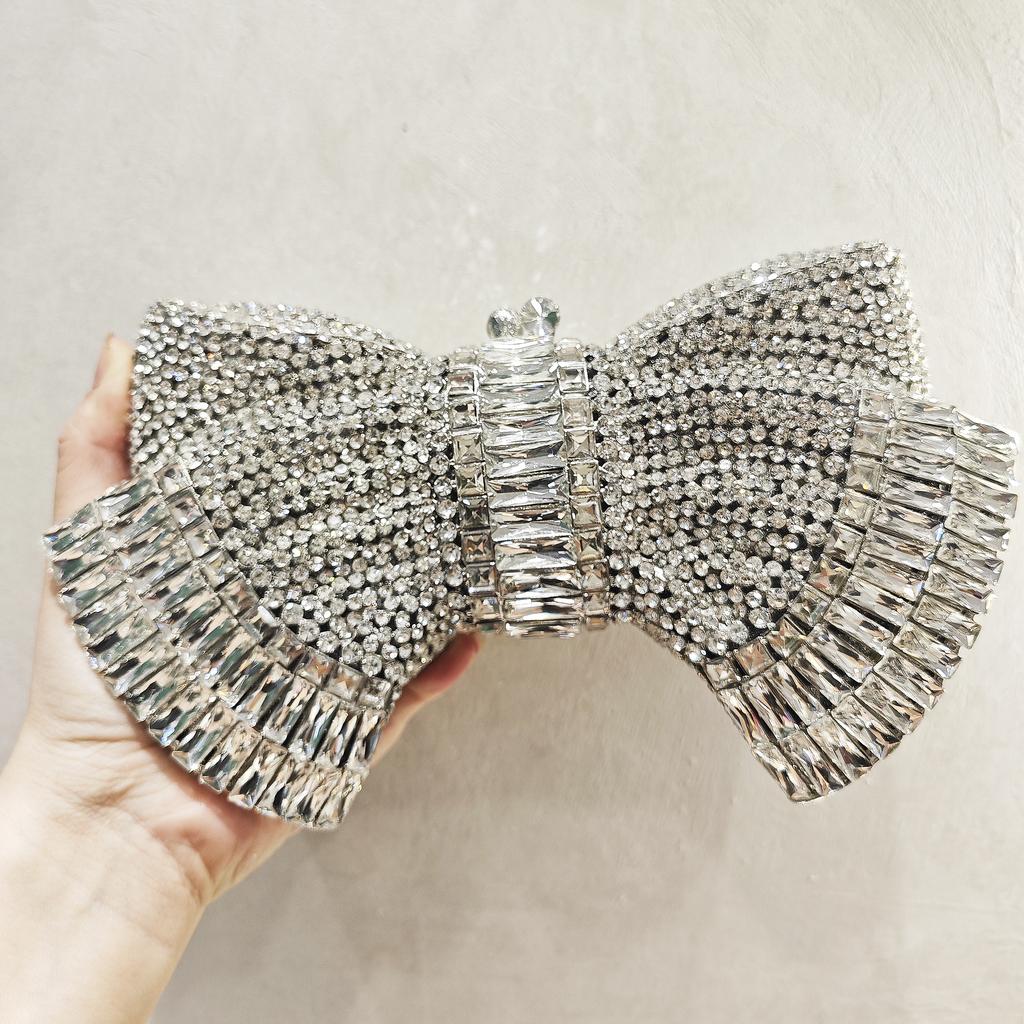 Grüne Schleife Strass-Tasche Kristall-Geldbörse Formelle Abend-Clutches Diamant-Geldbörsen Damen Hochzeits-Ball-Handtaschen Dinner-Ball-Clutch