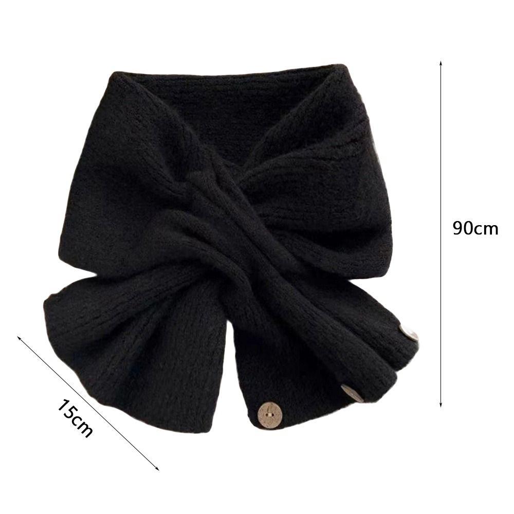 Solid Color Neck Scarf Knitted Neckerchief Wrap Winter Warm Neck Warmer  Women