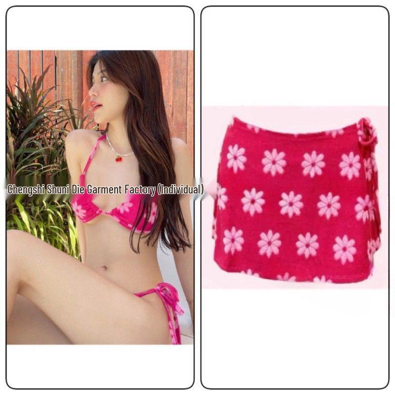 2025 Floral Sweet Girl Skirted Tie Bikini Set