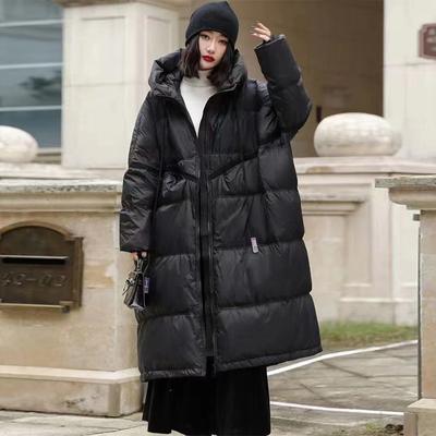 Winter Women Oversize Long Puffer Coat Female Thick Warm White Duck Down Jacket Hooded Loose Parkas Outwear