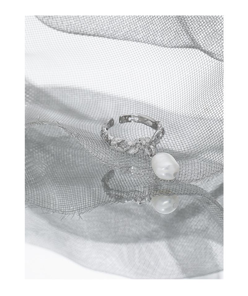 VIANRLA Freshwater Pearl Ring 925 Sterling Silver Dangle Pearl Ring for Women