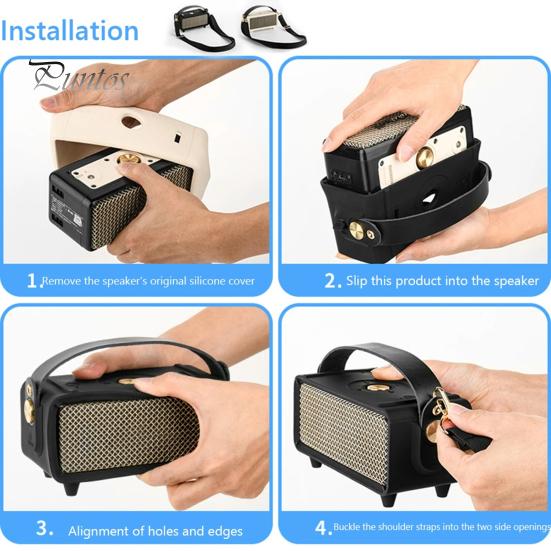 Husă de protecție din silicon cu curea de mâner din piele artificială și curea de umăr pentru difuzor BT portabil Marshall Emberton II audio anti-zgârieturi