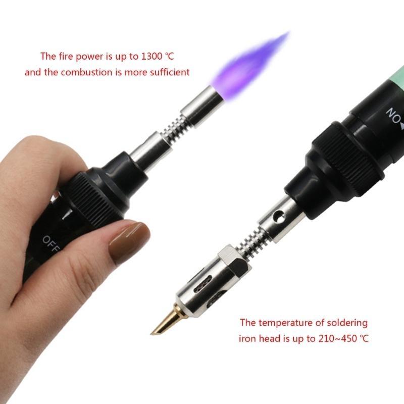

12 in 1 Portable Gas Soldering Iron Gas 1300Celsius Gas Set Adjustable Flame Weld Tools Heat Blower CN