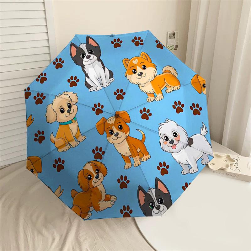 

1PC Dogs paw prints Umbrella-8-Rib Reinforced Portable Folding Travel Suitable for All Seasons Outdoor Daily Use Is an Ideal Choice -F329