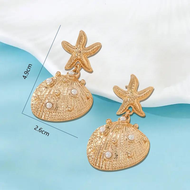 Personalized Niche Exquisite Marine Life Style Beach Shell Shape Oil Stud Earrings