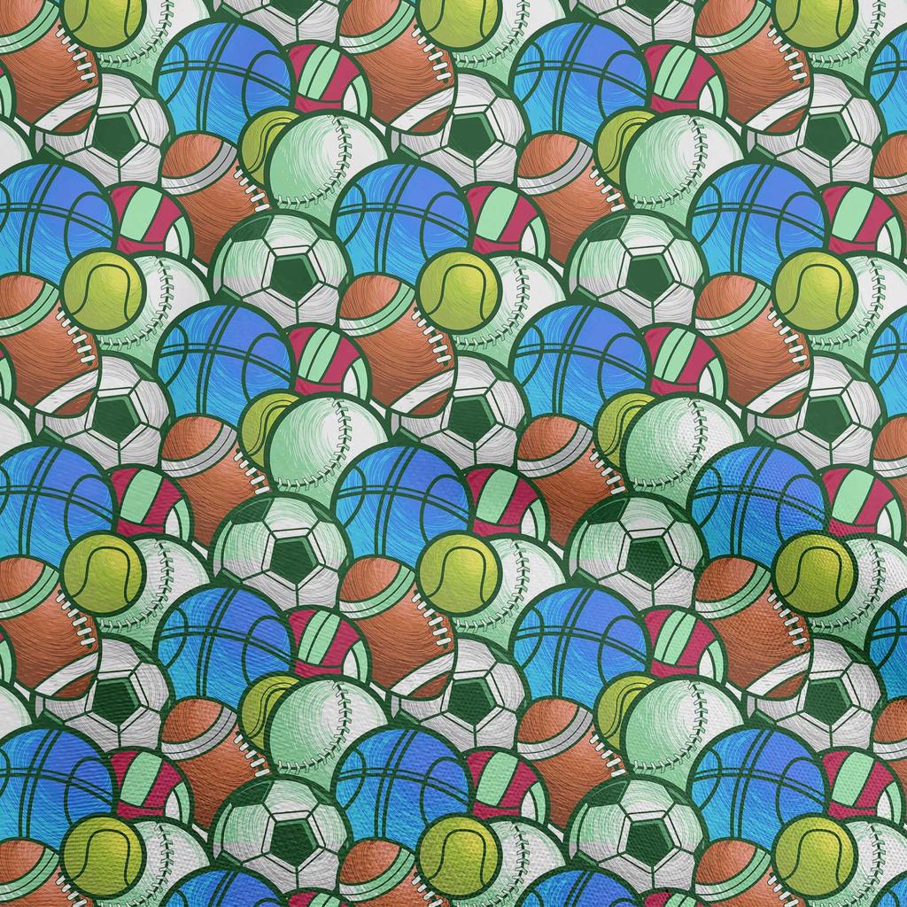 oneOone Cotton Flex Dark Blue Fabric Sports Basket & Football Quilting Supplies Print Sewing Fabric By The Yard 40 Inch