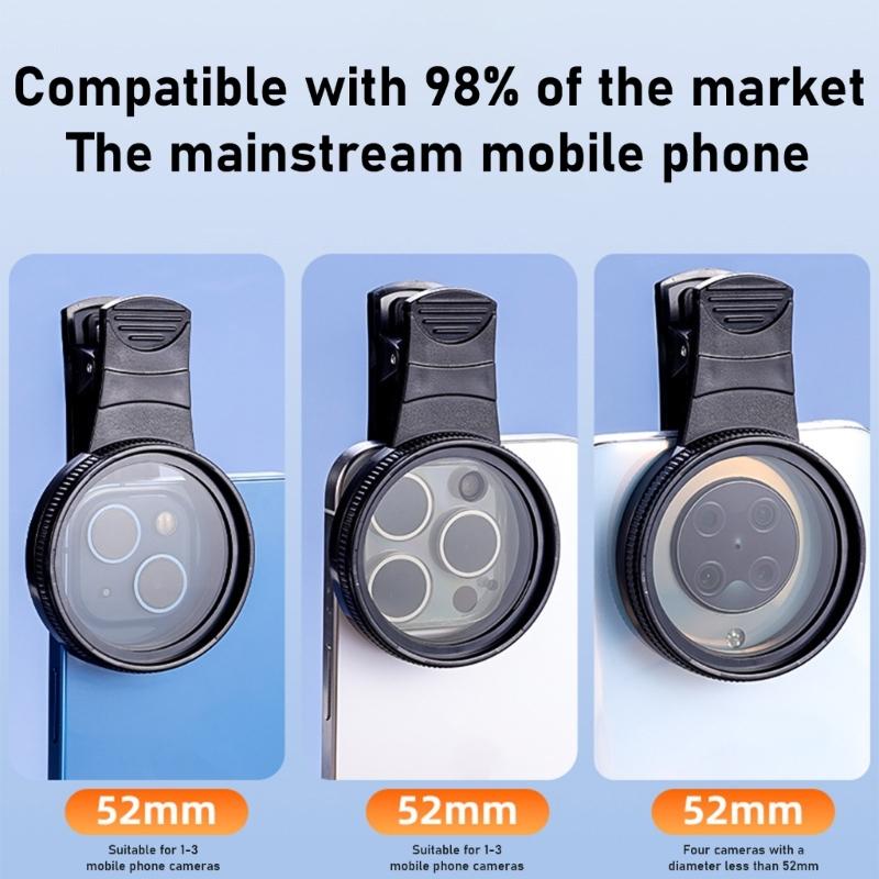 Adjustable Not Glares Polarizer Filter 52Mm Universal Lens with Strong Coating Simple Installs for Mobile Photography