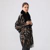 Fur Collar Cashmere Shawl Scarf For Woman Warm Tassel Zebra Printed Shawls Fashion Long Wraps Thicken Pashmina Foulard Scarves