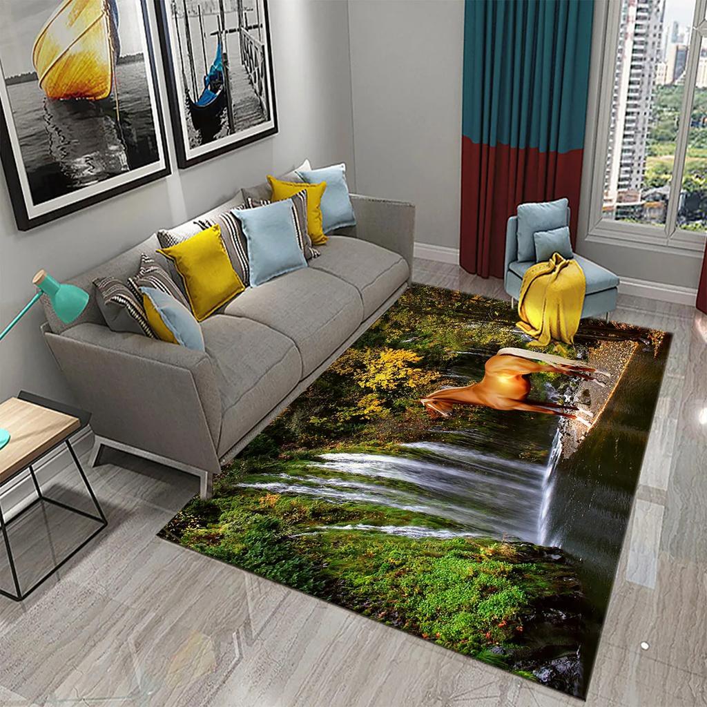3D Horses Carpet for Living Room Sofa Area Rug Bedroom Bedside Decor Mat Kitchen Rug Children Play Non-slip Carpets for Bathroom