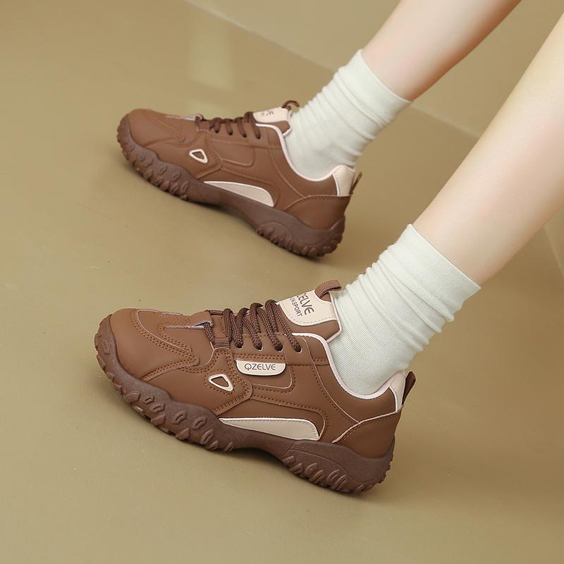 Modische CRLAYDK Sneaker für Damen Schnürschuhe Mode Komfortschuhe Lässige Leder Damen Walking Lederschuhe Anti-Rutsch Trainer