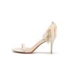 Pearl chain new sandals bow satin banquet wedding shoes high heels