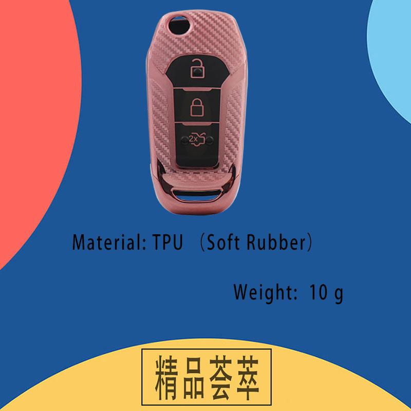 TPU Carbonfaser Auto Fernbedienung Schlüsselhülle Hülle Schlüsselanhänger für Fusion Fiesta Mondeo Ecosport Kuga Escort Everest Ranger F150 Schutzhalter