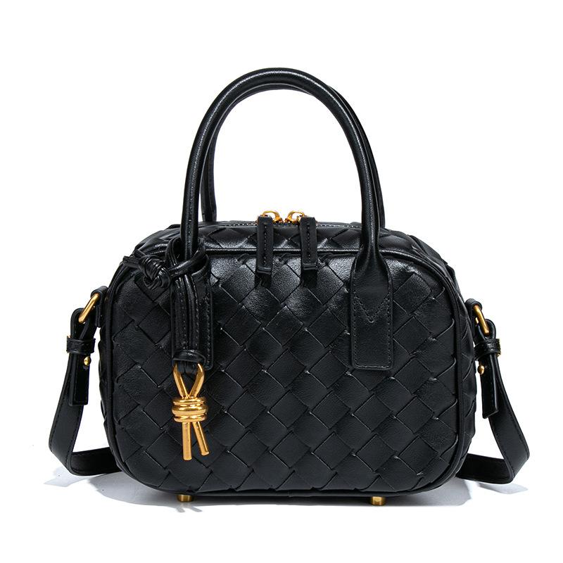 Exquisite and Versatile Bowling Pillow Bag, Casual Hand-held Women's Bag, Hand-woven Camera Bag, and Niche Single-shoulder Crossbody Bag