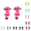 1 Pair Women Earrings Animal Cartoon Ear Studs Cartoon Push-back Earrings - Black White