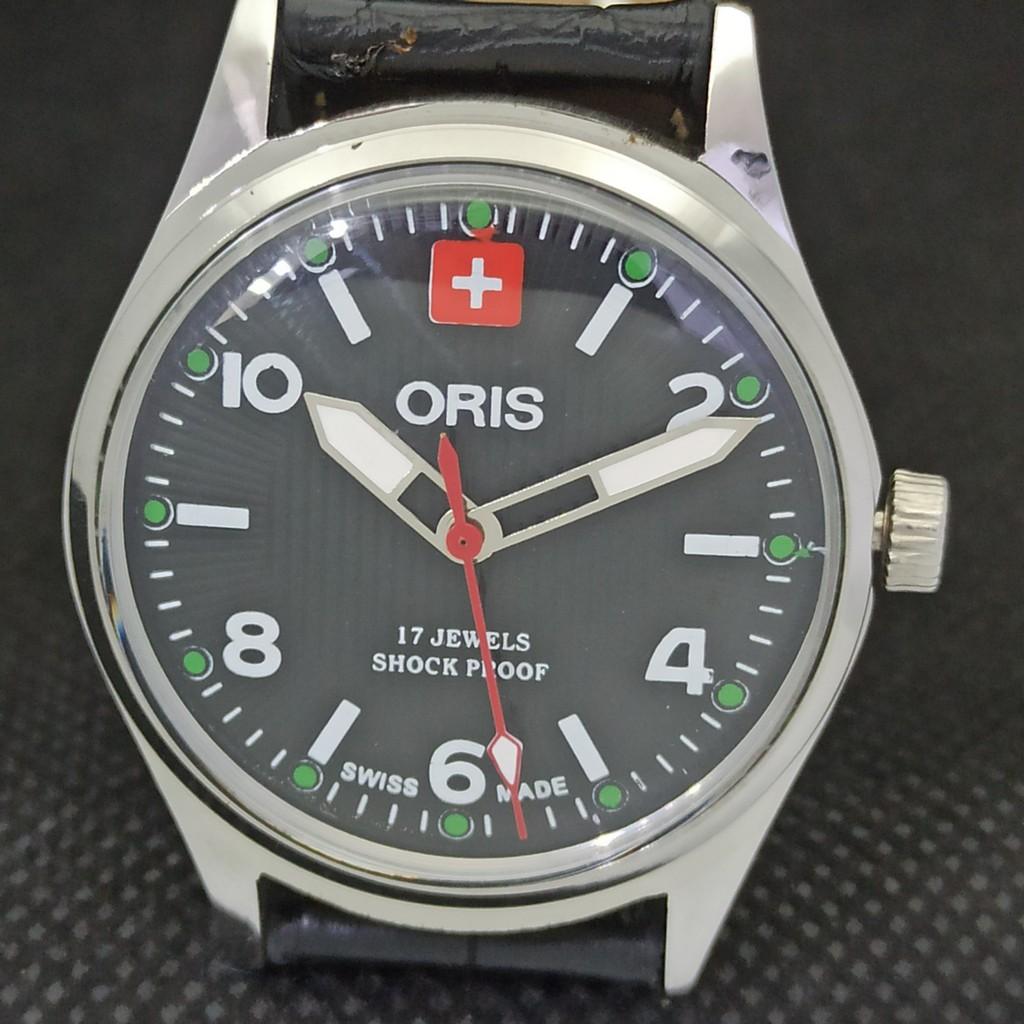 VINTAGE ORIS AUFZUG SCHWEIZER HERREN REFURBIERTES ARMBAND SCHWARZE UHR 558a-a296510-1