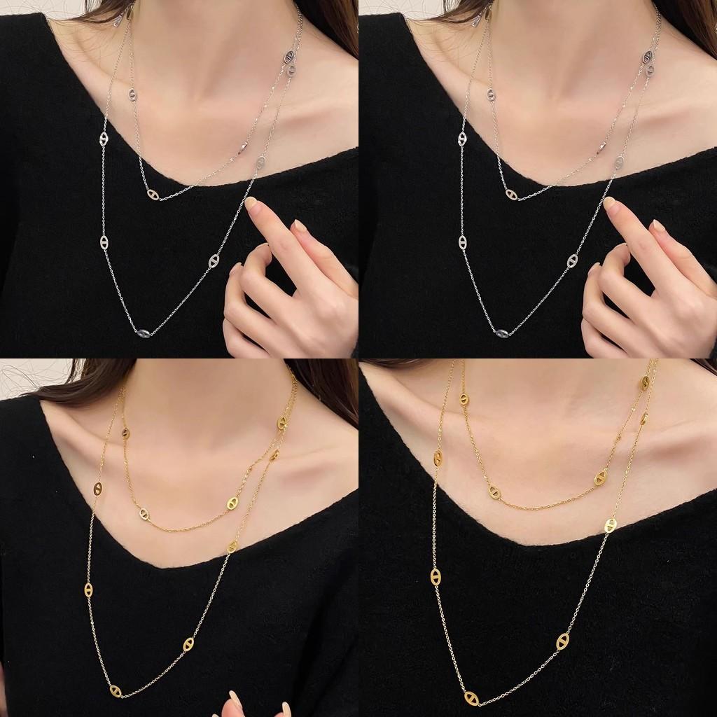 Stylish 120cm Geometric Titanium Steel Necklace For Women Perfect For Layering