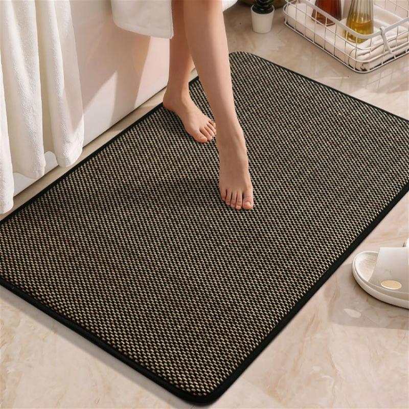Bathroom Floor Mat, Anti Slip Mat Linen Woven Shower Carpet, Absorbent Mat, Wiping Mat, Quick Drying Rug