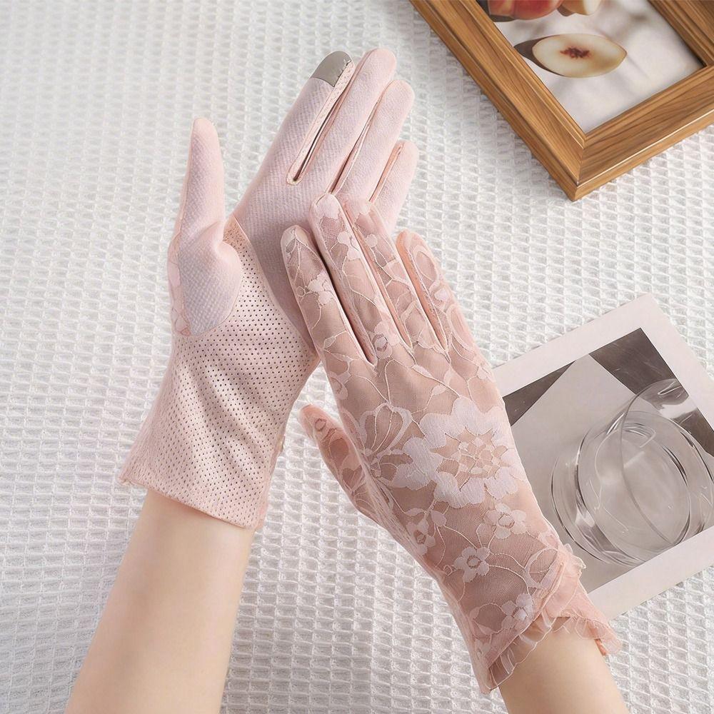 Anti-Slip Sunscreen Gloves Thin Car Driving Mittens Elegant Touch Screen Gloves Cycling