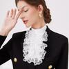 White Retro Lace Flower Ruffle Neck Decorative False Collar  Detachable Collar Stage Cosplay Fake Collar Shirt Dress Accessories