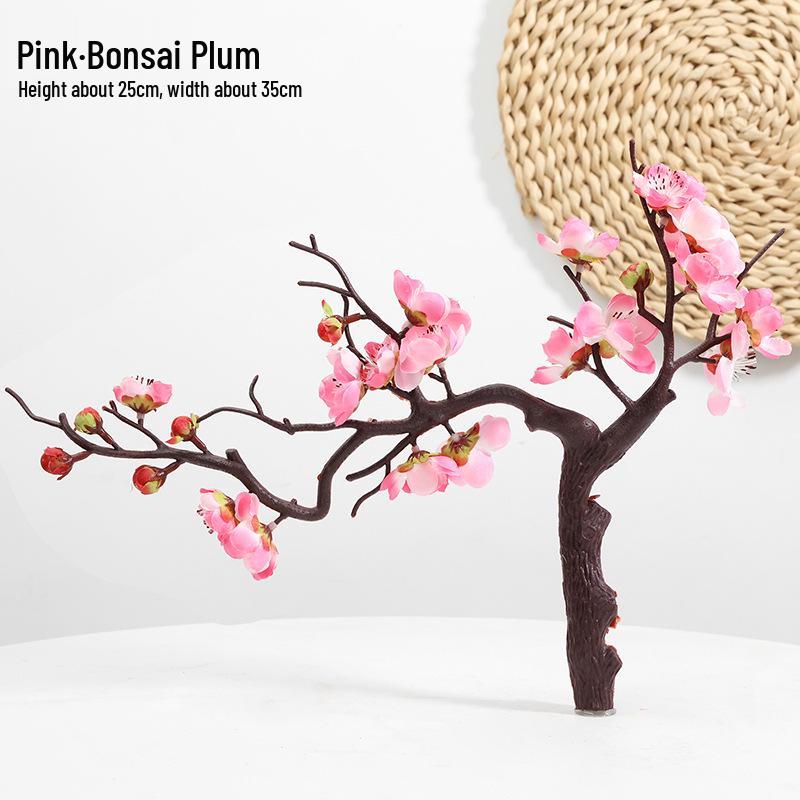Artificial Plum Blossom Branch Decor - Winter Peach & Dried Flower Bouquet for Living Room, Chinese Home Decoration