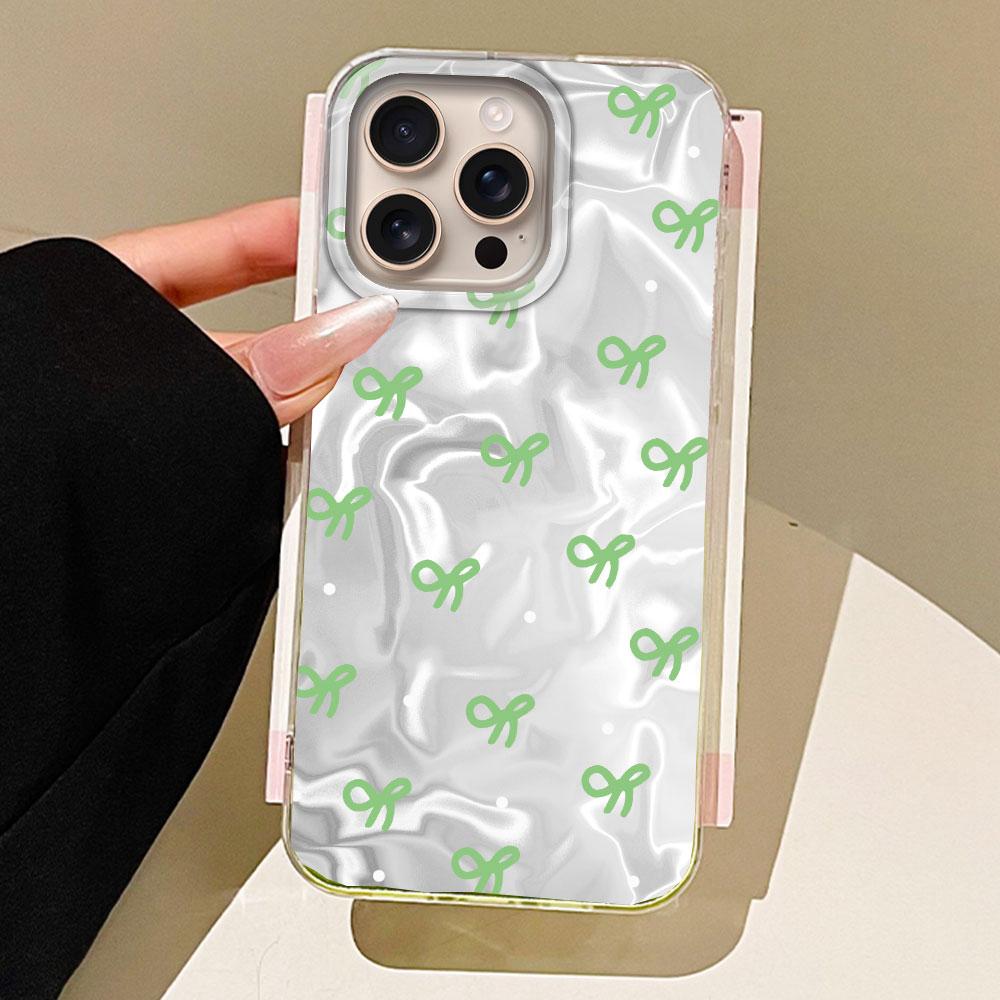 Circular Dots Black Bow Women Girls Water Texture Phone Case for iphone 16 15 14 7 8 Plus 13 11 12 Pro Max X XS XR SE2022 Cover