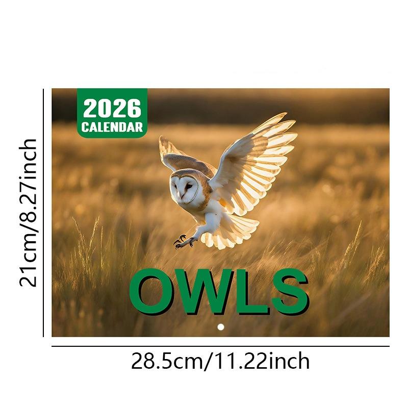 New 2026 Calendar - 12 Month Owles Wall Calendar Fun Cute Home Decor For Scheduling And More