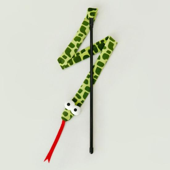 Yousheng Cat Stick Toy Soft Scratch-Resistant Interactive Cat Teaser Toy Cartoon Snake Shape Cat Wand Toy Pet Supplies