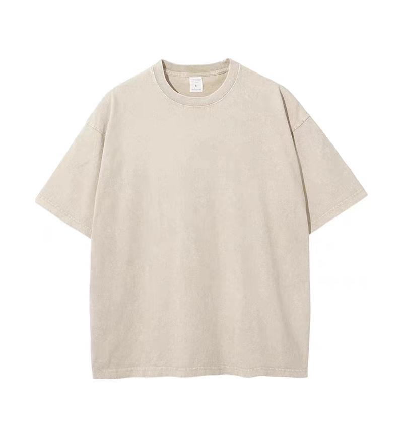 Tvättad och Sliten T-shirt Bomull Tung Batik Retro Friterad Snöflinga Lös Kortärmad