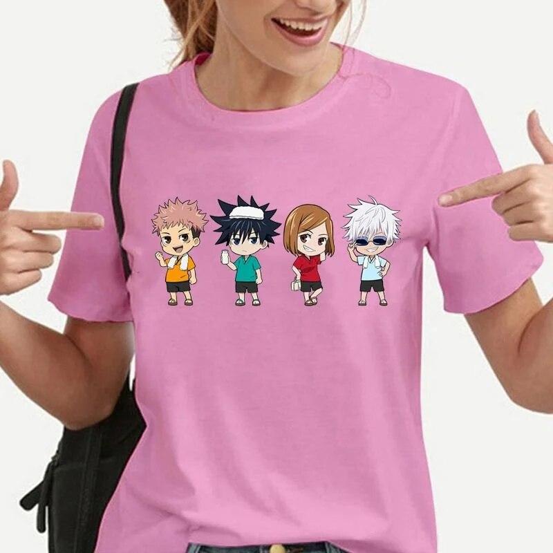 Funny Cartoon Character Graphic T Shirt Women Fashion Crew Neck Loose Short Sleeve Streetwear Casual Anime Harajuku Tees