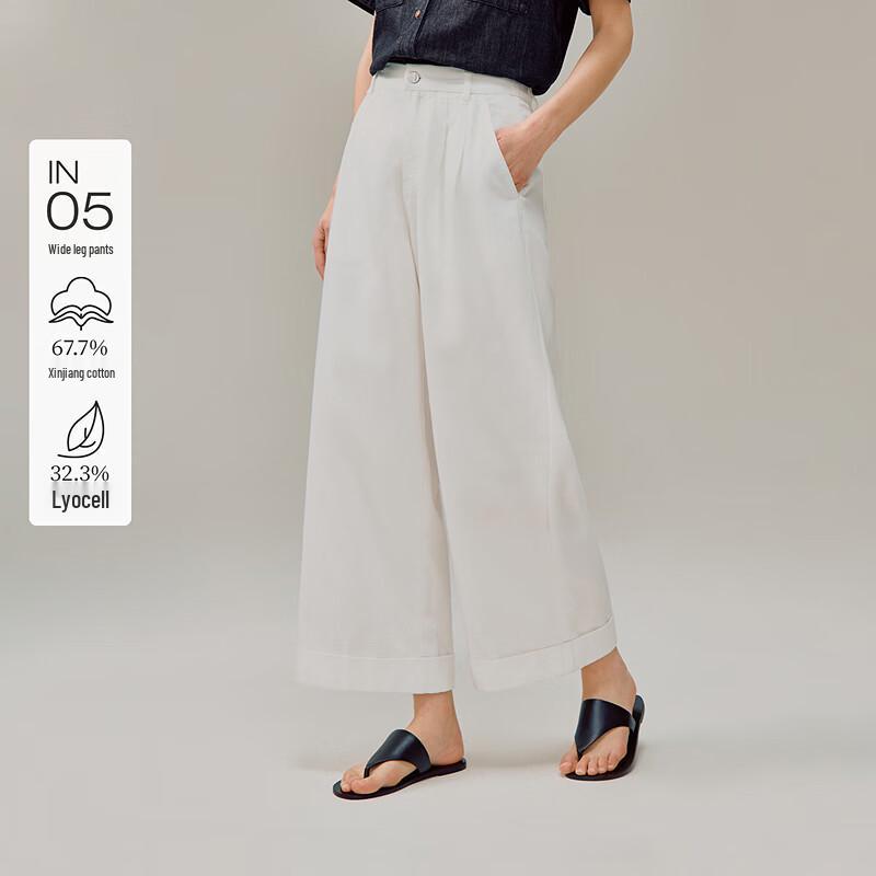 INMAN Women s Lyocell Cotton Rolled-Cuff Wide-Leg Jeans 26