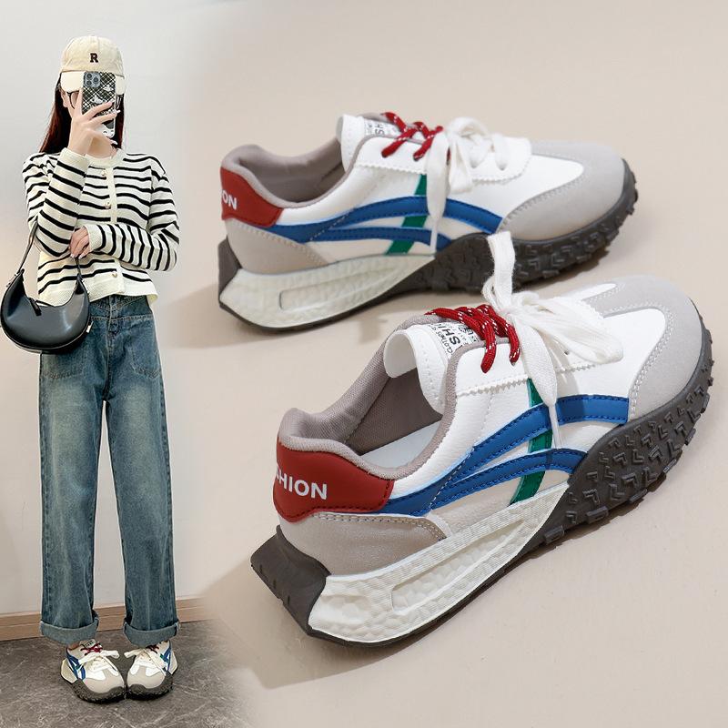 2025 spring new thick-soled Autonavi training shoes women's retro casual color matching mandarin duck bow Forrest Gump shoes