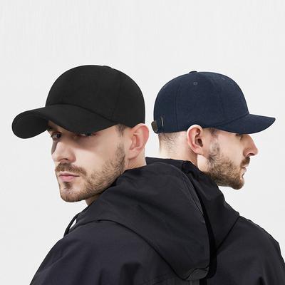Winter Wool Men's Baseball Cap Short Brim Solid Color Wool Warm Windproof Cap