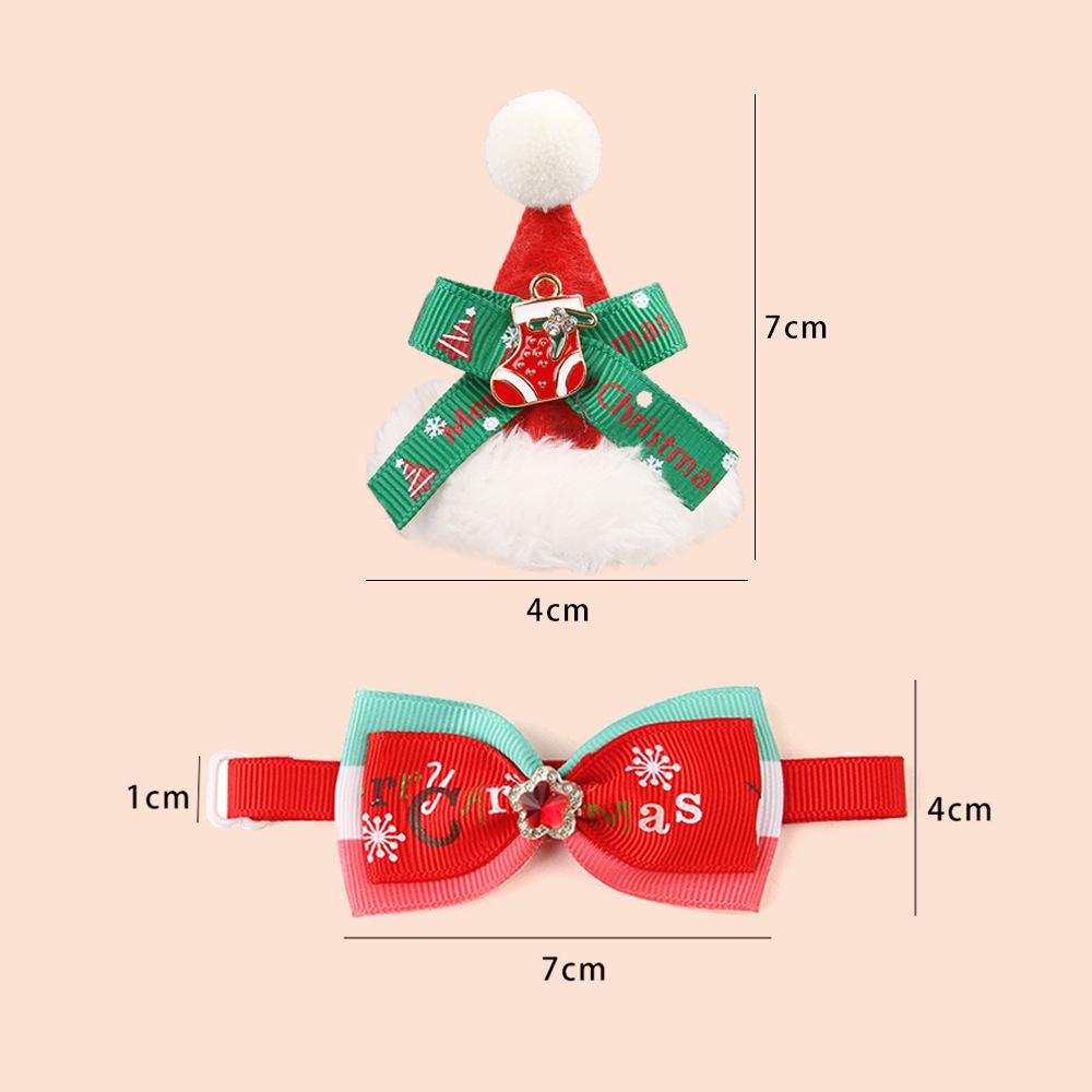 Pet Christmas Hat Scarf Set Accessories with Christmas Kitten Scarf Cat Christmas Hat Set
